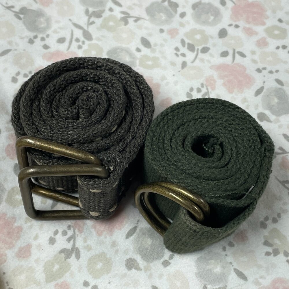 2 D-Ring Kids/Teens Belts - Hunter Green - 32-33 Inches long